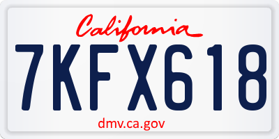 CA license plate 7KFX618
