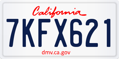 CA license plate 7KFX621