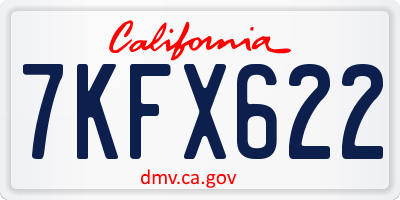 CA license plate 7KFX622