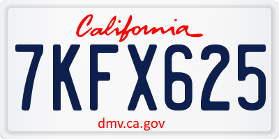 CA license plate 7KFX625
