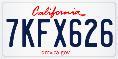 CA license plate 7KFX626