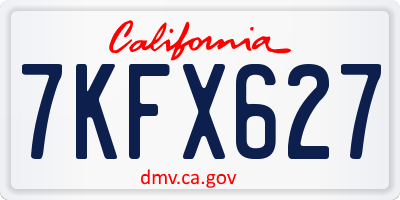 CA license plate 7KFX627