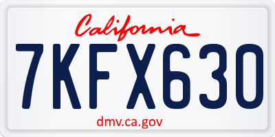 CA license plate 7KFX630