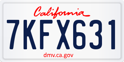 CA license plate 7KFX631