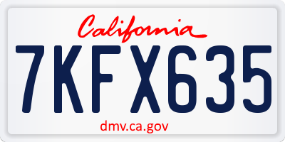 CA license plate 7KFX635