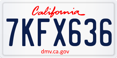 CA license plate 7KFX636