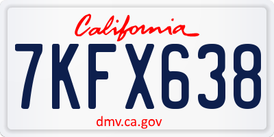 CA license plate 7KFX638