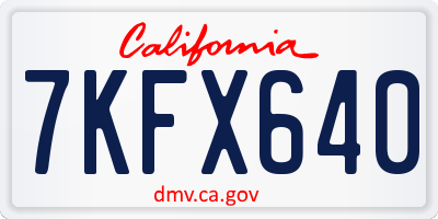 CA license plate 7KFX640