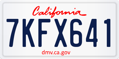 CA license plate 7KFX641