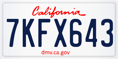 CA license plate 7KFX643