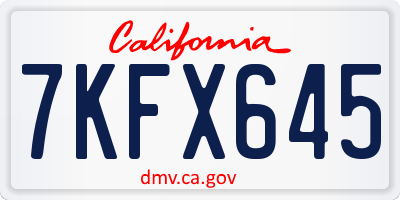 CA license plate 7KFX645