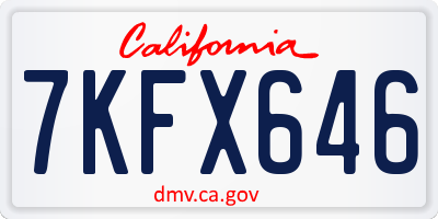 CA license plate 7KFX646