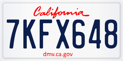 CA license plate 7KFX648