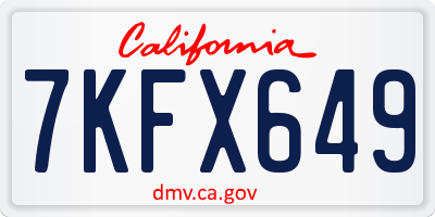 CA license plate 7KFX649