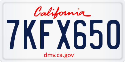 CA license plate 7KFX650