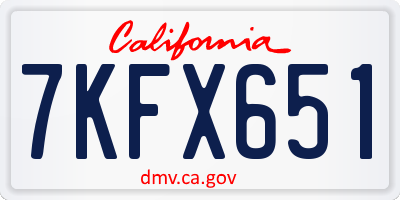CA license plate 7KFX651