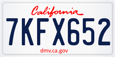 CA license plate 7KFX652