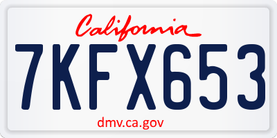 CA license plate 7KFX653