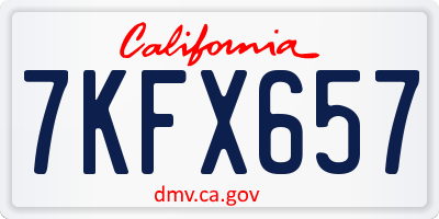 CA license plate 7KFX657