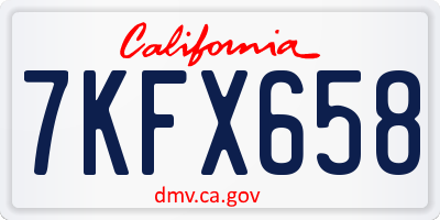 CA license plate 7KFX658