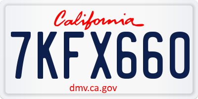 CA license plate 7KFX660