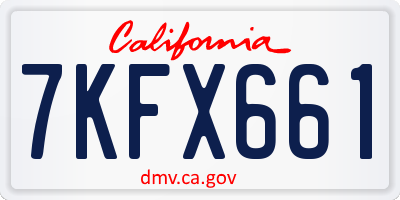 CA license plate 7KFX661