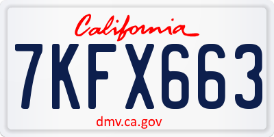 CA license plate 7KFX663