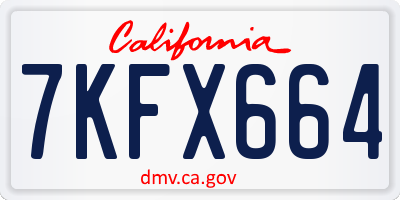 CA license plate 7KFX664