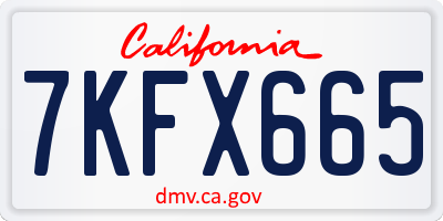 CA license plate 7KFX665