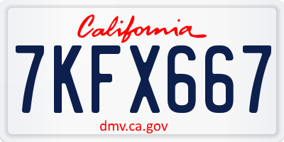 CA license plate 7KFX667