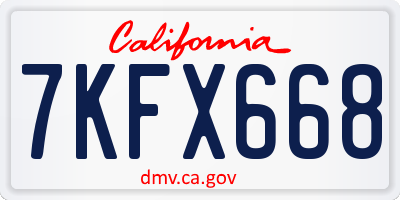 CA license plate 7KFX668