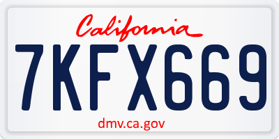 CA license plate 7KFX669