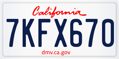 CA license plate 7KFX670