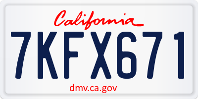 CA license plate 7KFX671
