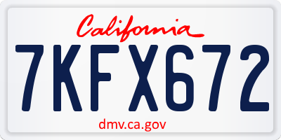 CA license plate 7KFX672