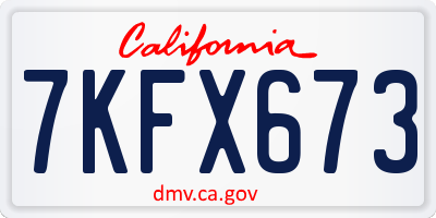 CA license plate 7KFX673