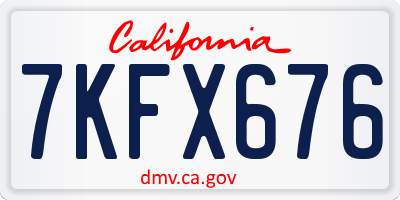 CA license plate 7KFX676