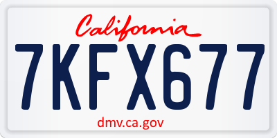 CA license plate 7KFX677