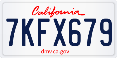 CA license plate 7KFX679