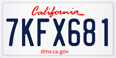 CA license plate 7KFX681
