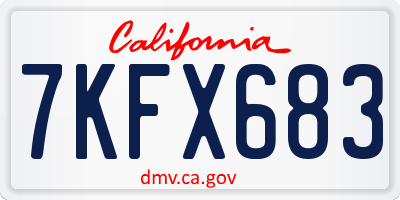 CA license plate 7KFX683
