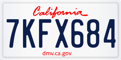 CA license plate 7KFX684