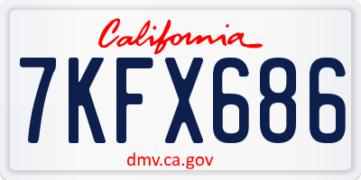 CA license plate 7KFX686