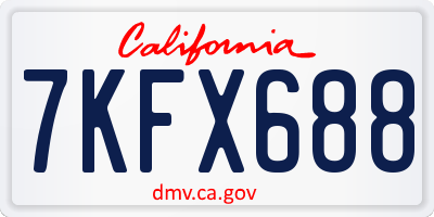 CA license plate 7KFX688