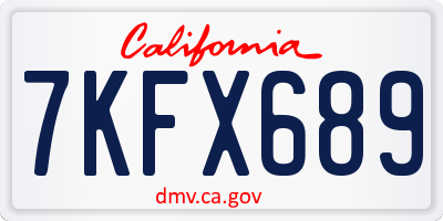 CA license plate 7KFX689