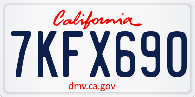 CA license plate 7KFX690