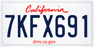 CA license plate 7KFX691