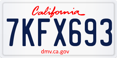 CA license plate 7KFX693