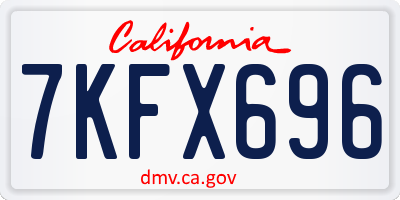 CA license plate 7KFX696