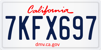 CA license plate 7KFX697